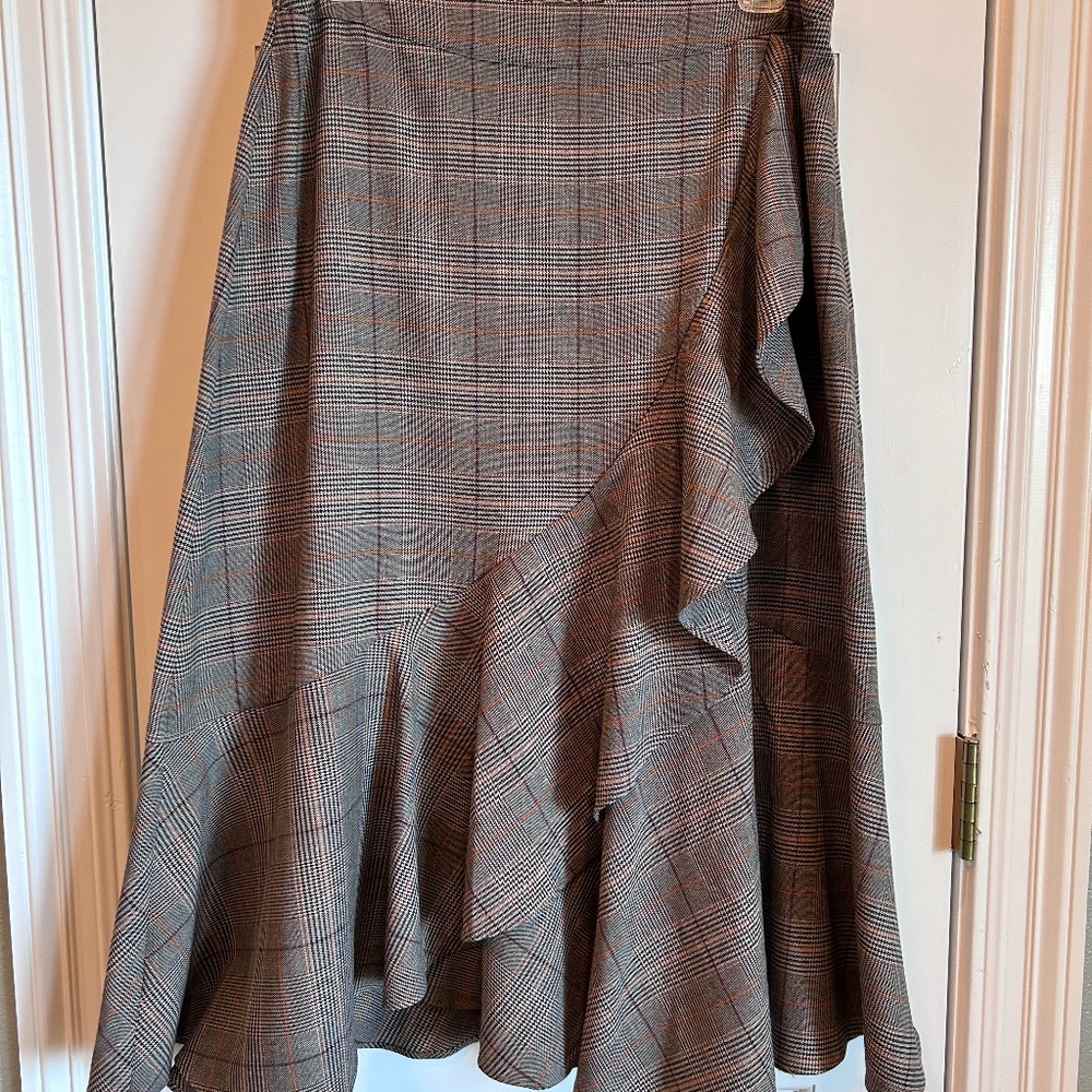 Soft surroundings plaid midi skirt